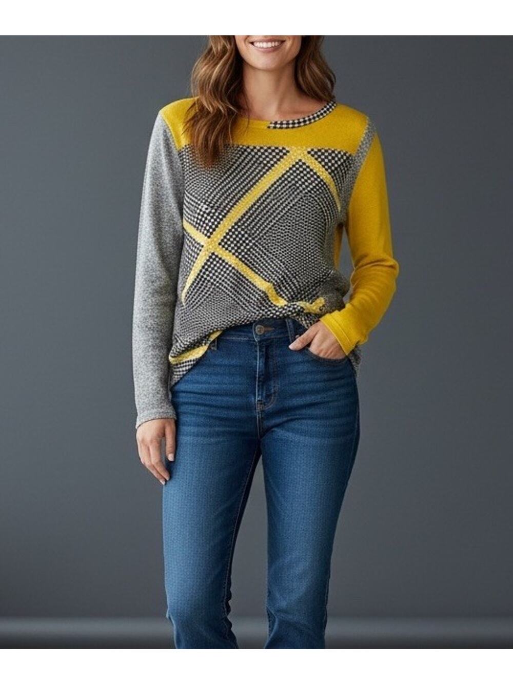 Pashma Cashmere Silk Spring Yellow Long Sleeve Lightweight Quiet Lux Sweater L